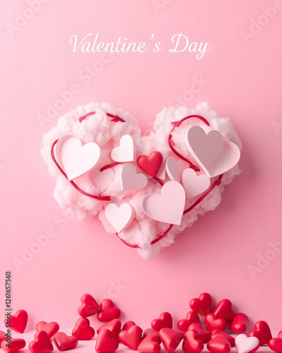 Valentine's Day background with heart-shaped cloud pink tone