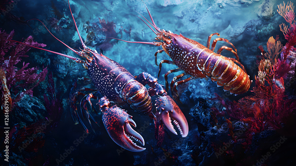 Underwater Symphony: The Dance of Majestic Lobsters Amid Oceanic Splendor Underwater Symphony: The Dance of Majestic Lobsters Amid Oceanic Splendor