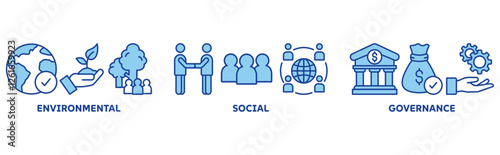 ESG icon set illustration concept with icon of environmental, social, governance 