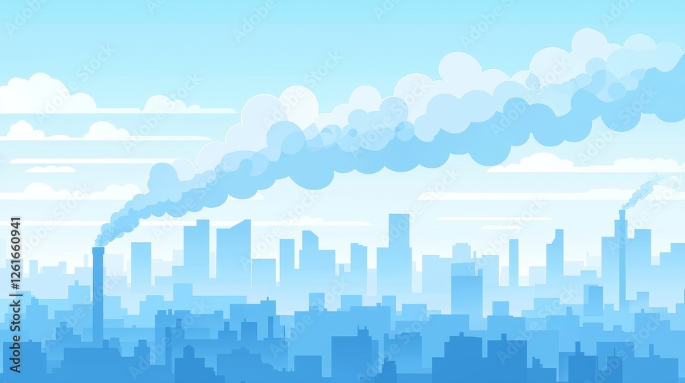 Fototapeta premium Pollution awareness event urban cityscape digital art smoky environment panoramic view environmental issues