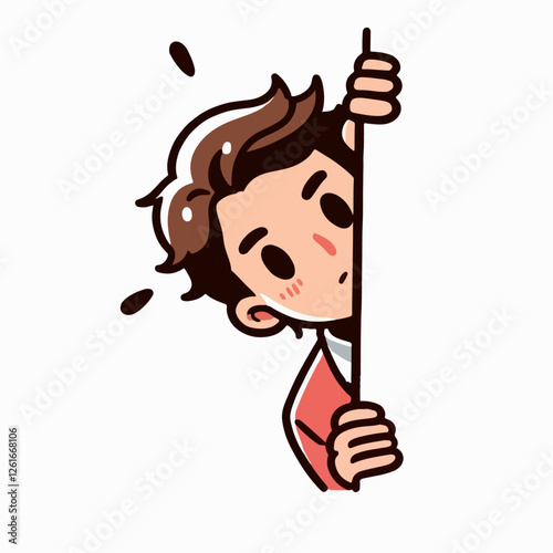 cartoon vector illustration of someone peeking