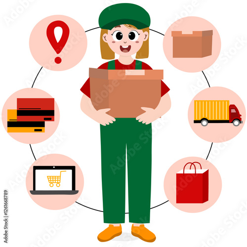 Set of Delivery logistics. delivery process to customers. Shopping online website. Delivery process. Digital marketing. Shop online Infographic 5 step. Business concept