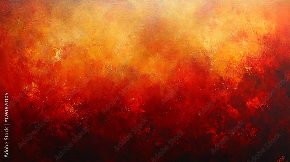 Fiery abstract painting glows warmly with rich red and orange hues. AI Generated Fiery abstract painting glows warmly with rich red and orange hues. AI Generated
