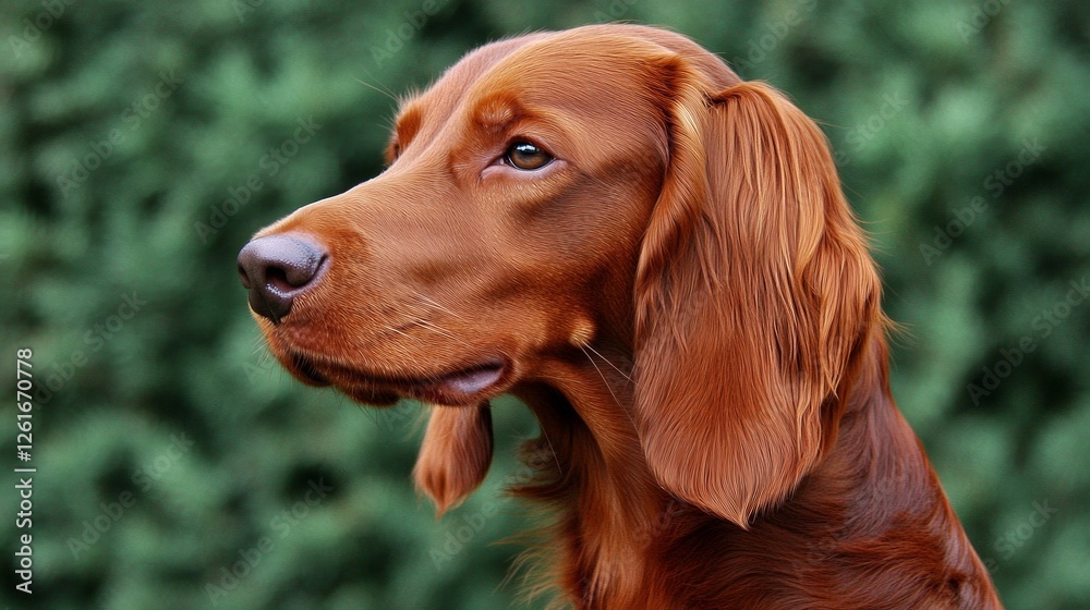 An Irish setter's gentle gaze, framed by soft light, evokes warmth and loyalty. An Irish setter's gentle gaze, framed by soft light, evokes warmth and loyalty.