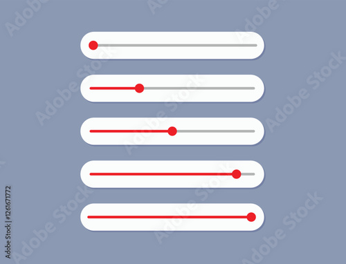 Horizontal adjustable sliders with a red progress bar indicator against a light gray background.