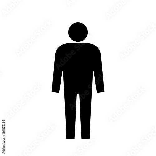黒い直立している男性のアイコン、透明背景
