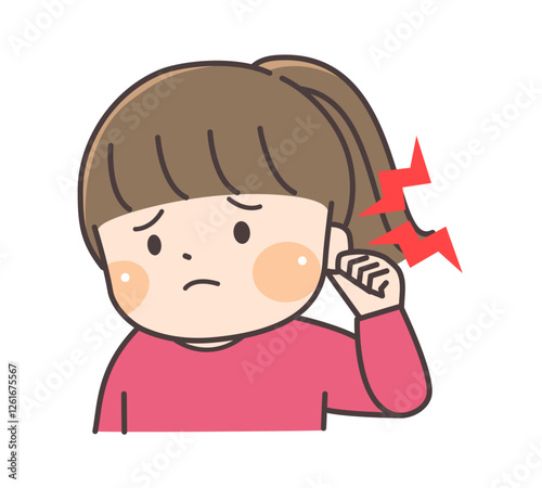左耳の痛みで困っている子供