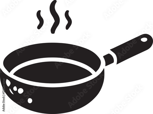 black frying pan logo, pan vector, pan vector icon, pan vector illustrator design, pan silhouette vector, frying pan isolated on white