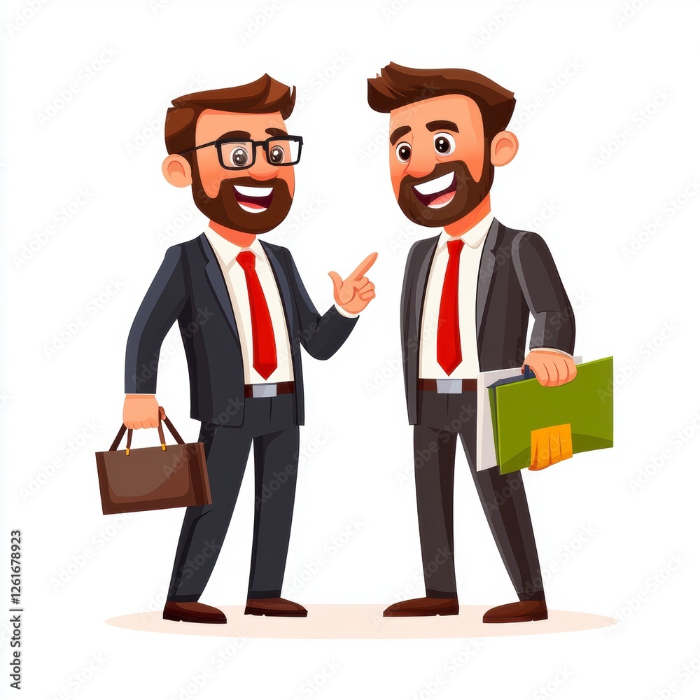 Business networking event two professionals engaging in conversation office setting animated style positive vibe Business networking event two professionals engaging in conversation office setting animated style positive vibe