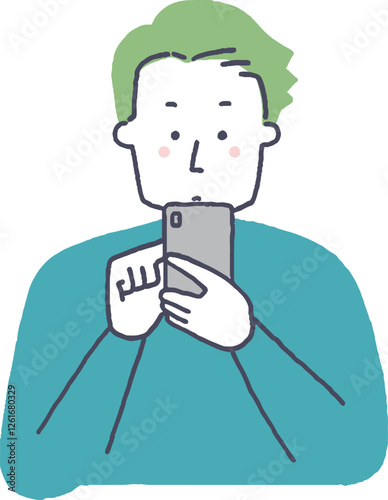 スマホを操作する若い男性