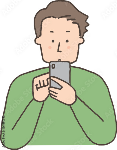スマホを操作する若い男性