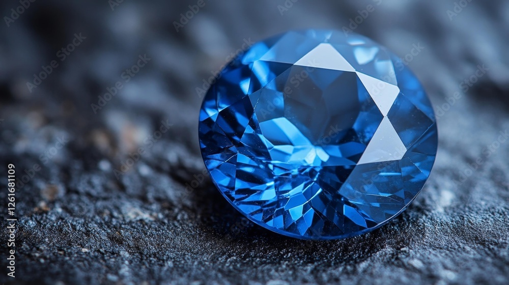 Close-Up of a Sparkling Blue Sapphire on a Dark Surface. Generative AI Close-Up of a Sparkling Blue Sapphire on a Dark Surface. Generative AI