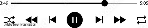 Multimedia video and music pause button icon. Video streaming frame on internet, modern social media video pause interface template live digital stream vector isolated on transparent background.