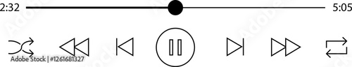 Multimedia video and music pause button outline icon. Video streaming frame on internet, modern social media video interface template live digital stream vector isolated on transparent background.