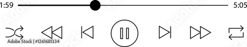 Multimedia video and music pause button outline icon. Video streaming frame on internet, modern social media video interface template live digital stream vector isolated on transparent background.