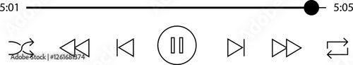 Multimedia video and music pause button outline icon. Video streaming frame on internet, modern social media video interface template live digital stream vector isolated on transparent background.