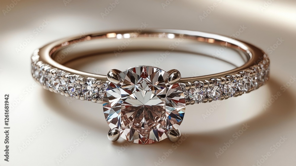 Close-up of a diamond engagement ring with sparkling details. Generative AI Close-up of a diamond engagement ring with sparkling details. Generative AI