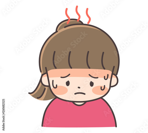 発熱している女の子のイラスト