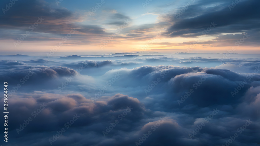 Obraz premium A captivating view from above the clouds, highlighting their beauty and majesty, and the vastness of the sky.
