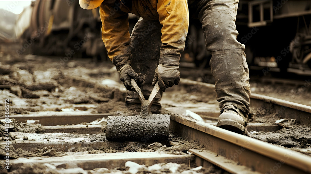 Railroad worker grouting Railroad worker grouting