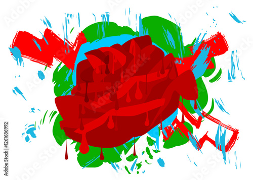 Rose graffiti. Abstract modern street art decoration performed in urban painting style.