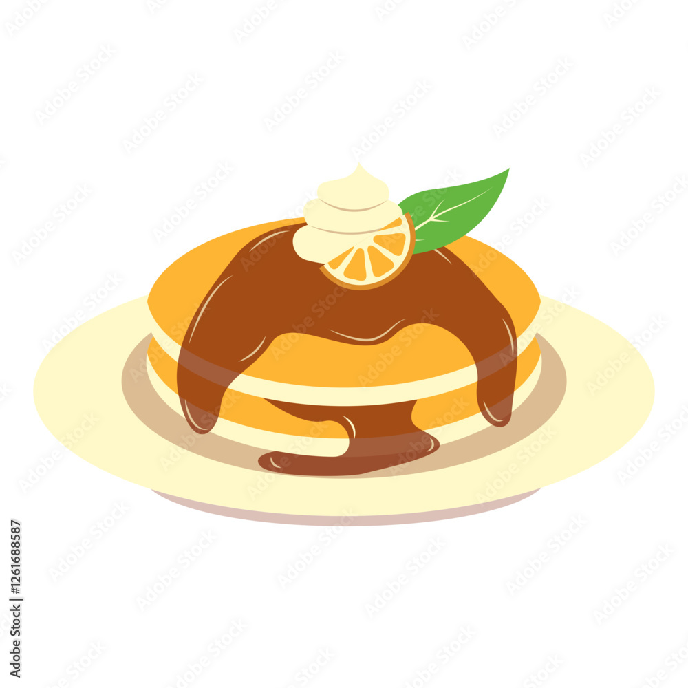 Yummy Pancake Illustration with Flat Cartoon Design. Isolated on White Background. Yummy Pancake Illustration with Flat Cartoon Design. Isolated on White Background.