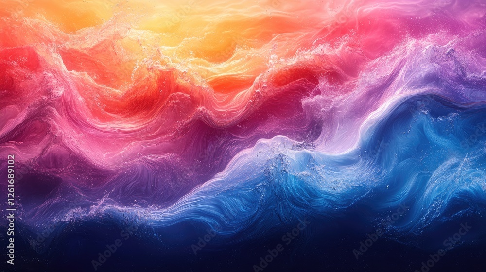 Abstract ocean waves in vibrant colors with a sunset glow, creating a serene and dynamic atmosphere Abstract ocean waves in vibrant colors with a sunset glow, creating a serene and dynamic atmosphere