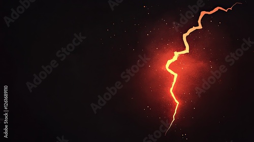 Dramatic lightning bolt illuminating a dark sky with glowing particles and atmospheric effects