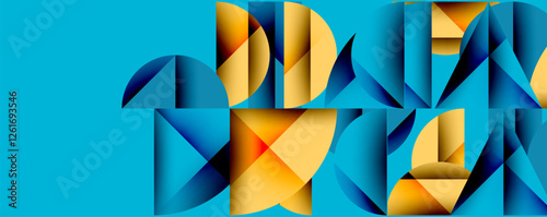 Minimal geometric abstract background. Circle square and triangle design