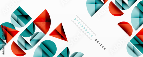 Abstract geometric pattern with intersecting circles and triangles in gradients. The high-contrast composition creates depth and a dynamic, modern aesthetic