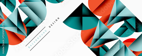 Abstract geometric pattern with intersecting circles and triangles in gradients. The high-contrast composition creates depth and a dynamic, modern aesthetic