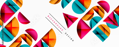 Abstract geometric pattern with intersecting circles and triangles in gradients. The high-contrast composition creates depth and a dynamic, modern aesthetic