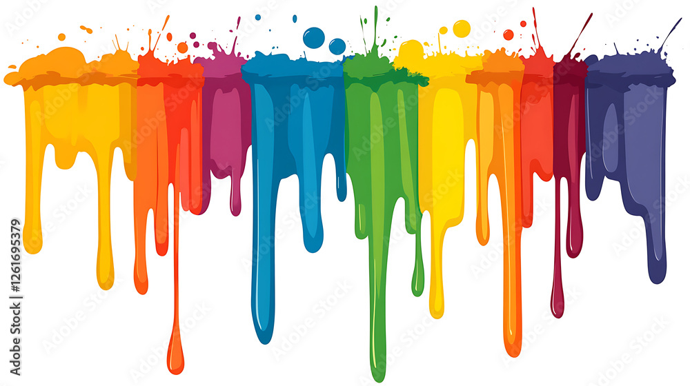 Vibrant Rainbow Paint Drips Graphic Design Colorful Artistic Expression Creative Fluid Cascade Illustration Vibrant Rainbow Paint Drips Graphic Design Colorful Artistic Expression Creative Fluid Cascade Illustration