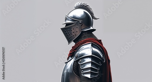 Knight side view portrait on plain white background
