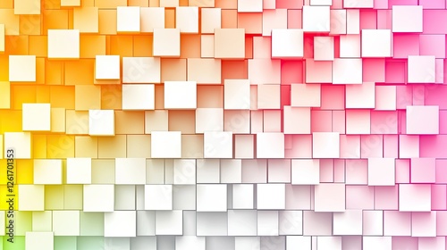 Colorful abstract background of 3D cubes in a gradient, creating a vibrant visual effect
