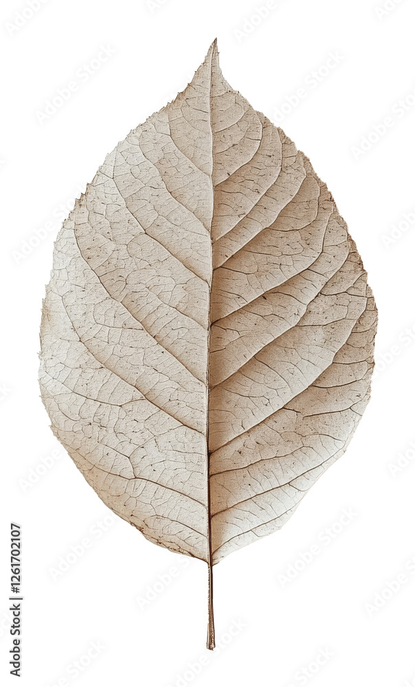 Fototapeta premium Dried leaf with intricate vein pattern on transparent background, nature and botanical concept