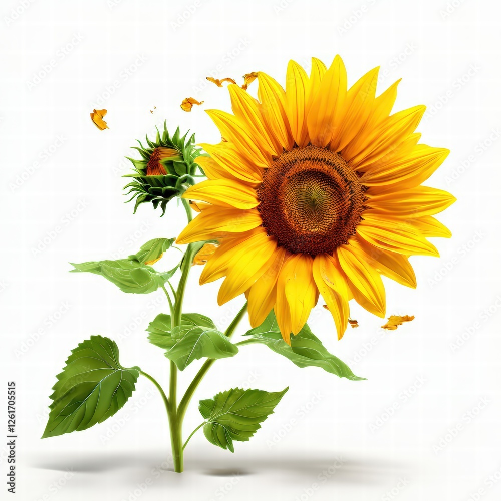 Fototapeta premium an AI Image Generator, Vibrant Sunflowers on a Light White