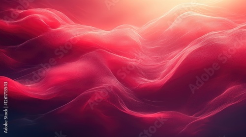 Abstract representation of flowing waves in vibrant red and pink hues, creating a serene atmosphere