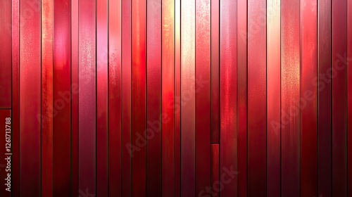 Vibrant red wooden planks arranged vertically, creating a striking textured backdrop for design