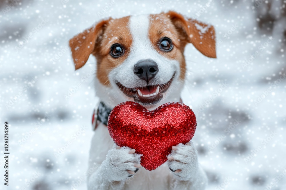 - my desired dog, symbol of friendship. Ad domestic animal conceptual art. Cute doggy with sparkling rhinestones red heart on a walk in a winter garden. Puppy surrounded by hearts. - my desired dog, symbol of friendship. Ad domestic animal conceptual art. Cute doggy with sparkling rhinestones red heart on a walk in a winter garden. Puppy surrounded by hearts.
