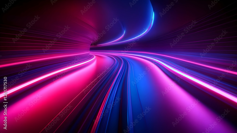 Neon Glow Tunnel 3D Abstract Background Neon Glow Tunnel 3D Abstract Background
