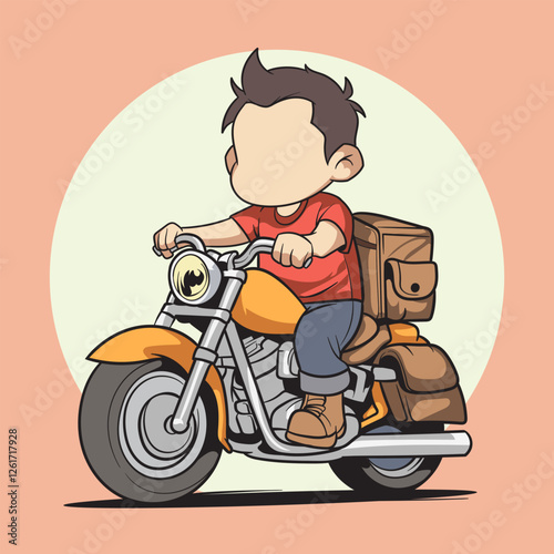 cartoon of a young man going home with his luggage