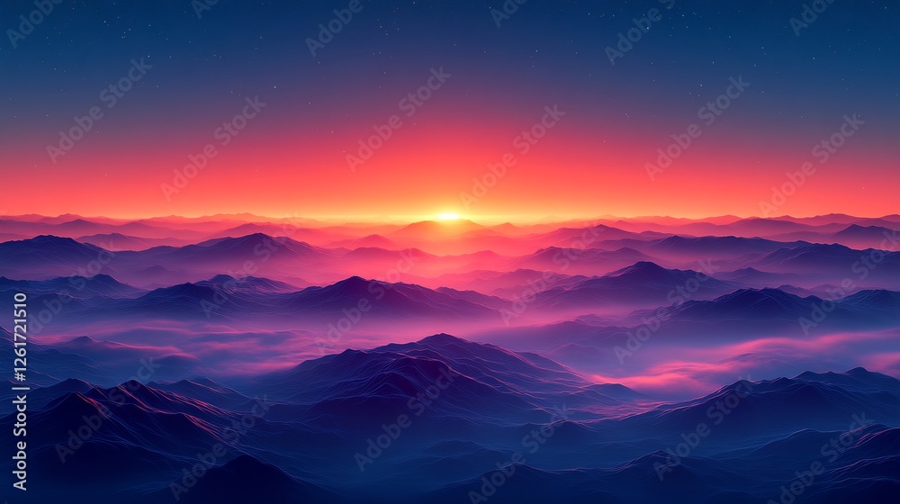Obraz premium Gradient background transitioning sunset orange to midnight blue with transparent layers for seamless overlays