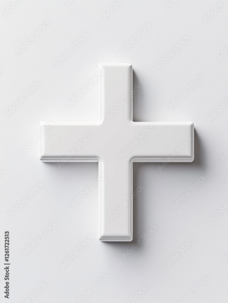 Obraz premium Minimalist Medical Iconography Sleek White Cross on Textured Surface - Modern Healthcare Branding and Visual Communication for Clinical Environments