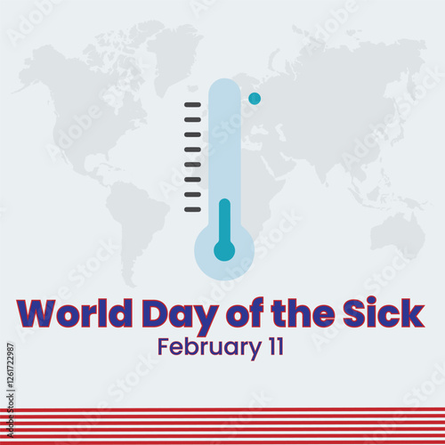 World day of the sick for poster and banner with inscription and sad woman suffer from toothache. February 11, world sick awareness. Unhappy girl with a painful feeling. Flat vector illustration