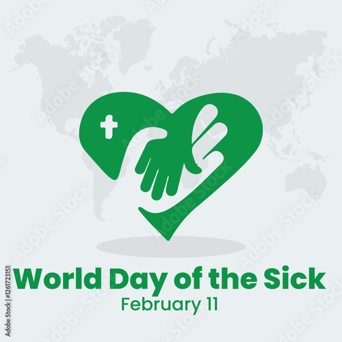 World day of the sick for poster and banner with inscription and sad woman suffer from toothache. February 11, world sick awareness. Unhappy girl with a painful feeling. Flat vector illustration