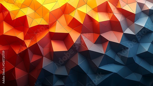 Abstract low-poly orange blue background; digital art, website design