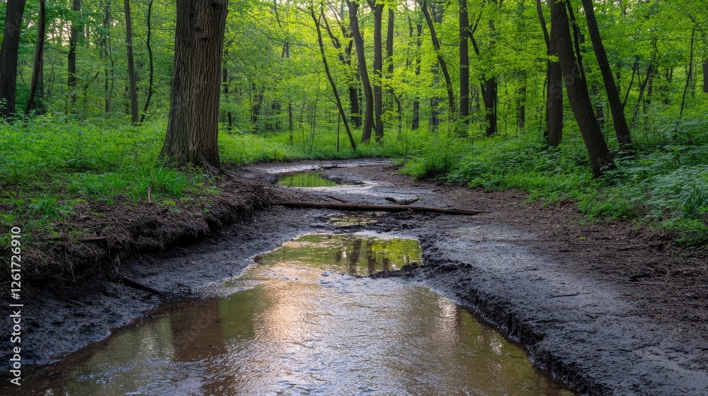 Obraz premium A forested watershed area acting as a natural water reservoir.