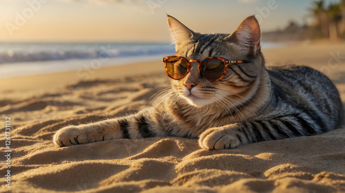 cat on the beach