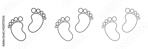 New born, pregnant or coming soon footprints shoes and shoe sole. Kids or baby feet and foot steps Fun vector footsteps icon for print. Love heart blue boy or pink girl sign on white back ground eps20